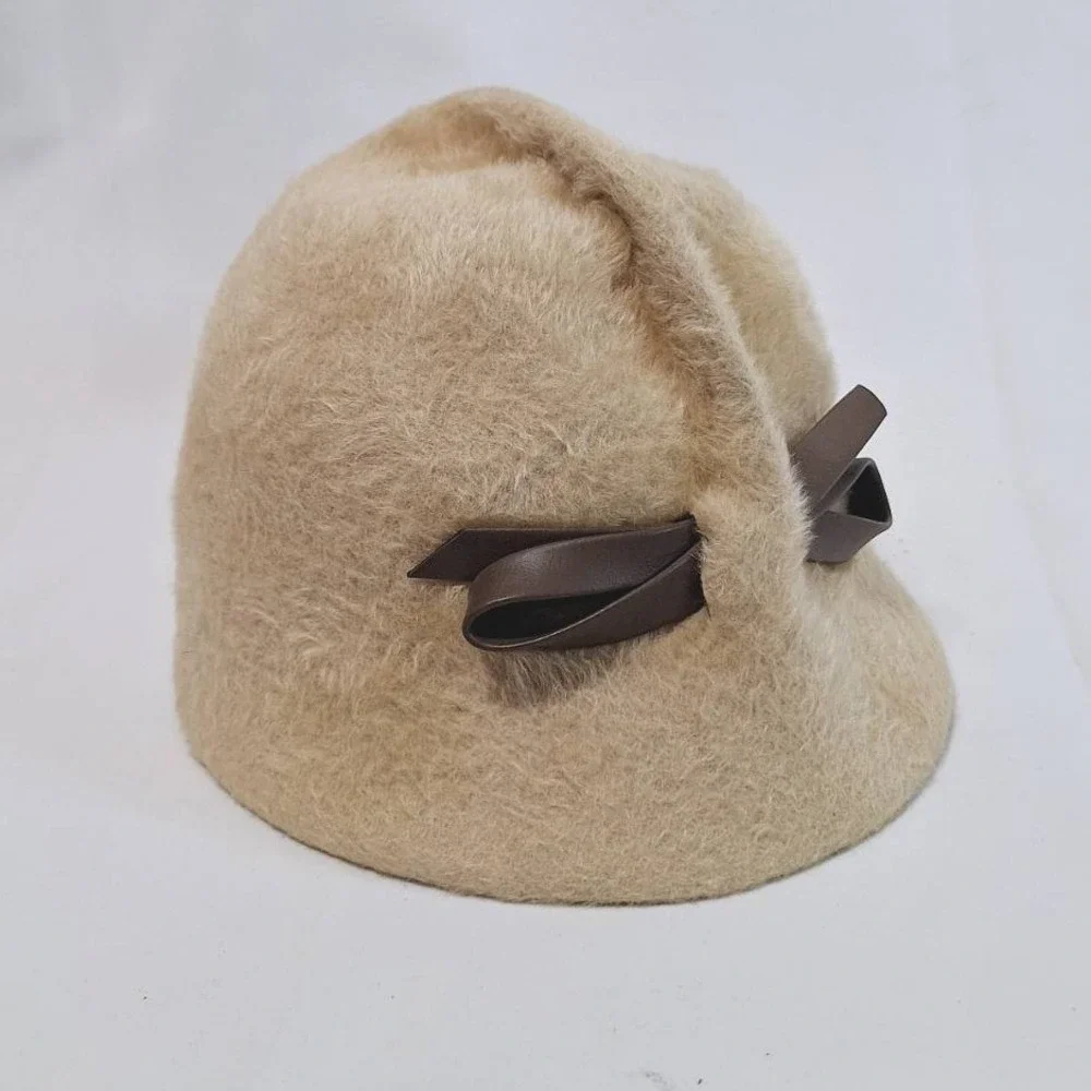 Vtg Mr.John Debutante Bucket Hat Fur Carlton Pirie Scott‎ 1950s Ribbon Creme